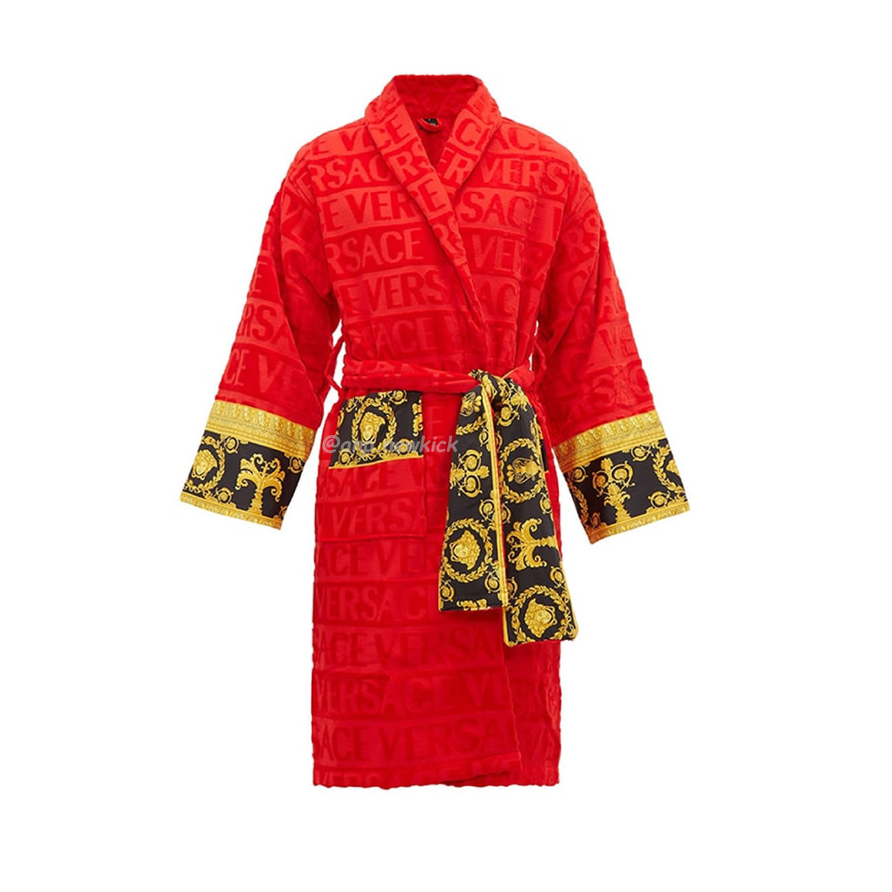 Versace Baroque Logo Jacquard Cotton Bathrobe (1) - newkick.cc